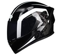 Lightweight Full Face Motorcycle Street Bike Helmet with Clear/Tinted Sun Visor Unisex Adult Comfortable Motorbike Moped Helmet for Youth Men and Women, DOT/ECE Approved,Power White B,M