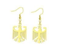 Lightweight German Federal Eagle Drop Earrings Stainless Steel German Pride Jewellry Unisex Minimalist Gift (Gold Colour)