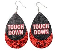Lightweight Glitter Leather Football Teardrop Earrings Multilayer Leather Rugby Sequin Dangle Earrings TOUCH DOWN Printed Leather Earrings for Women Girls Teens Sports Game Day Jewelry, Leather, zinc