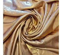 Lightweight Gold Shimmer Polyester Silk Charmeuse Silky Satin Finish, Dressmaking, Bridal, Prom, Décor - Craft Fabric Material 58" - 150 cm Wide Sold in Various Pre - Cut Lengths (Old Gold)