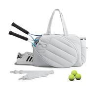 Lightweight Gym Tote Bag for Tennis, Badminton Racket, Pickleball Paddle, Tennis Bag Holds 2 Rackets with Shoe Compartment & Wet Pocket (Light Grey)