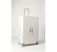Premium Medium Check-in Luggage with TSA Lock, Multi-Directional Spinner Wheels, Built-in Cupholder, Wet/Dry Compartment, Sturdy PC+ABS Hard Shell - (Ivory White, M (66.5cm))