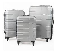 Lightweight Hard Shell Wheeled Suitcase Hold Cabin Luggage with Wheels Gino Ferrari Silver 3 Pack