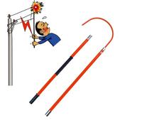 Lightweight High Voltage Insulated Rescue Hooks, Portable Emergency Rescue Pole Hotstick Electrical Safety Kit, Body Pull Stick, for Electricians, Lineman(Red,2m/6.6ft)