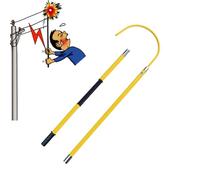 Lightweight High Voltage Insulated Rescue Hooks, Portable Emergency Rescue Pole Hotstick Electrical Safety Kit, Body Pull Stick, for Electricians, Lineman(Yellow,2m/6.6ft)