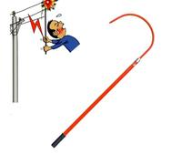 Lightweight High Voltage Insulated Rescue Hooks, Portable Emergency Rescue Pole Hotstick Electrical Safety Kit, Body Pull Stick, for Electricians, Lineman(Red,1.5m/4.9ft)