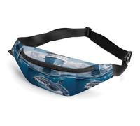 Lightweight Hiking Fanny Pack for Men Women, Casual Mini Waist Bag with Adjustable Strap (39.3-59"), Cruise Ship Ocean Killer Whale Belt Bag for Running Travel Cycling