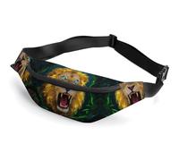 Lightweight Hiking Fanny Pack for Men Women, Casual Mini Waist Bag with Adjustable Strap (39.3-59"), Fluorescent Lion Belt Bag for Running Travel Cycling