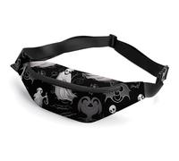 Lightweight Hiking Fanny Pack for Men Women, Casual Mini Waist Bag with Adjustable Strap (39.3-59"), Halloween Goth Belt Bag for Running Travel Cycling