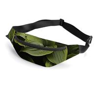 Lightweight Hiking Fanny Pack for Men Women, Casual Mini Waist Bag with Adjustable Strap (39.3-59"), Moist Hosta Leaves Belt Bag for Running Travel Cycling