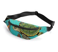 Lightweight Hiking Fanny Pack for Men Women, Casual Mini Waist Bag with Adjustable Strap (39.3-59"), Vintage Ocean Turtle Starfish Belt Bag for Running Travel Cycling
