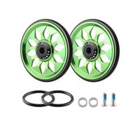 Lightweight Hollow Flower Alloy Wheels 64mm Pair Silent | Sealed bearing system, ultra-smooth for glide, quiet operation, ideal for dragging folded bikes(Green Pair)