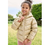 Lightweight hooded puffer jacket with a shimmer effect for girls gold