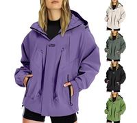 Lightweight Hooded Rain Coats for Women Windbreaker Waterproof Active Outdoor Trench Coat Zipper Quick Dry Rain Jacket for Hiking Walking Cycling Solid Color Long Sleeve raincoat with zipper pockets