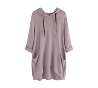 Lightweight Hoodies for Women Long Sleeve Tops Casual Sweatshirts Oversized Pullover Shirts Loose Tunic Long Blouse Ladies Solid Color Irregular Hem Drawstring Tops with Pocket Fall Longline Sweaters