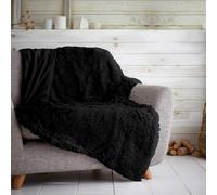 Lightweight Hug Snug Sherpa Fleece Blanket | Luxury Warm Faux Fur Throw for Sofa Bed | Thermal Fluffy Blanket For Bed Couch & Sofas Settee (150x200 Cm, Black)