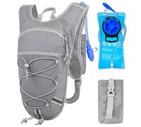 Lightweight Hydration Backpack 2L Water Bladder Pack - Gray | Hydration Pack for Running, Biking, Hiking | Lightweight, Anti-Theft, Reflective with Phone Pocket