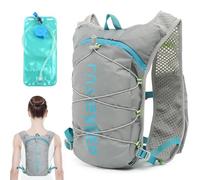 Lightweight Hydration Running Vest With 1000ml Water Bottles for Men and Women - Sports Backpack for Outdoor Cycling (Grey)