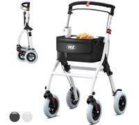 Lightweight Indoor Rollator for Home, Foldable Walking Frame with Wheels for Senior Aluminium Walker, Rollators with Quiet Tires for Seniors, Foldable Tray with UKCA (White)