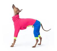 Lightweight Italian Greyhound Jumper,Whippet Clothes with legs,Windproof Turtleneck Dogs Jumpsuit,Dog Fleece Pajamas Pjs Pullover for Greyhound Lurcher (Hot Pink, M)