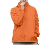 Lightweight Jackets for Women No Hood - Womens Hiking Jacket Waterproof Solid Color Rain Coat Womens Plus Size Full Zip Ladies Cardigans with Pockets Long Sleeve Walking Jackets for Women Orange
