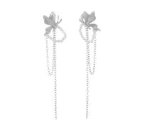 Lightweight Jewel Dangle Earrings with Butterfly Detailing Alloy Silver Plated for Sensitive Skin Lightweight Alloy Jewelry