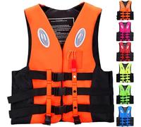 Lightweight Kayak Vest for Adults - High Buoyancy 50N Paddle Board Life Jacket | Adjustable, Quick-Dry & Non-Bulky for Women/Men (Reflective + Whistle, S-3XL),2XL,Orange