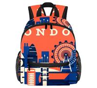 Lightweight Kids Backpack Kindergarten School Bag Child Rucksack Daypack for 3-8 Years Old Abstract Retro Skyline of London