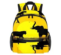 Lightweight Kids Backpack Kindergarten School Bag Child Rucksack Daypack for 3-8 Years Old African Sunset Elephant Wild Animal