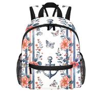 Lightweight Kids Backpack Kindergarten School Bag Child Rucksack Daypack for 3-8 Years Old Anchor Floral Butterfly Stripe Pattern
