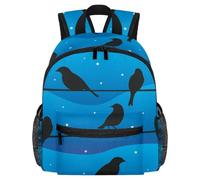 Lightweight Kids Backpack Kindergarten School Bag Child Rucksack Daypack for 3-8 Years Old Bird on a Wire at Night