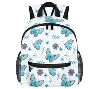 Lightweight Kids Backpack Kindergarten School Bag Child Rucksack Daypack for 3-8 Years Old Blue Butterflies Willow Flowers Pattern