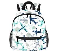 Lightweight Kids Backpack Kindergarten School Bag Child Rucksack Daypack for 3-8 Years Old Blue Grey Various Planes Pattern