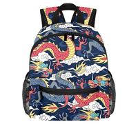 Lightweight Kids Backpack Kindergarten School Bag Child Rucksack Daypack for 3-8 Years Old Chinese Myths Legends Dragon Red Navy