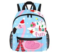 Lightweight Kids Backpack Kindergarten School Bag Child Rucksack Daypack for 3-8 Years Old Christmas Snowflake Flamingo What Fun