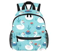 Lightweight Kids Backpack Kindergarten School Bag Child Rucksack Daypack for 3-8 Years Old Classy Swan with Crown Water Lotus
