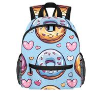 Lightweight Kids Backpack Kindergarten School Bag Child Rucksack Daypack for 3-8 Years Old Color Pink Donuts Love Hearts Pattern