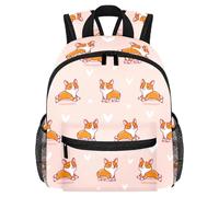 Lightweight Kids Backpack Kindergarten School Bag Child Rucksack Daypack for 3-8 Years Old Cute Corgi Doga Heart Love Pattern