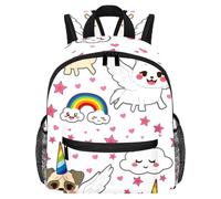 Lightweight Kids Backpack Kindergarten School Bag Child Rucksack Daypack for 3-8 Years Old Cute Pug Cat Unicorn Rainbow with Wing Flying