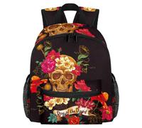 Lightweight Kids Backpack Kindergarten School Bag Child Rucksack Daypack for 3-8 Years Old Day of the Dead Sugar Skull Flower