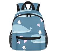 Lightweight Kids Backpack Kindergarten School Bag Child Rucksack Daypack for 3-8 Years Old Dolphins Bird Cute Pink Love Heart
