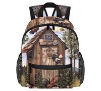 Lightweight Kids Backpack Kindergarten School Bag Child Rucksack Daypack for 3-8 Years Old Farm Rooster Stood on the House