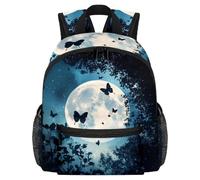 Lightweight Kids Backpack Kindergarten School Bag Child Rucksack Daypack for 3-8 Years Old Full Moon Butterflies Night