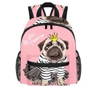 Lightweight Kids Backpack Kindergarten School Bag Child Rucksack Daypack for 3-8 Years Old Funny Cartoon Dog Pug Crown My Little Princess