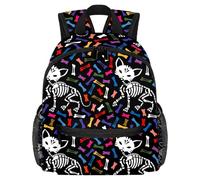 Lightweight Kids Backpack Kindergarten School Bag Child Rucksack Daypack for 3-8 Years Old Funny Cats Skull Colorful Bones