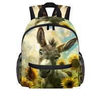Lightweight Kids Backpack Kindergarten School Bag Child Rucksack Daypack for 3-8 Years Old Funny Donkey Sunflower