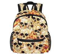 Lightweight Kids Backpack Kindergarten School Bag Child Rucksack Daypack for 3-8 Years Old Funny Pizza Skull Pattern