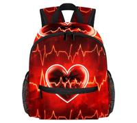 Lightweight Kids Backpack Kindergarten School Bag Child Rucksack Daypack for 3-8 Years Old Heartbeat Red Heart Pattern