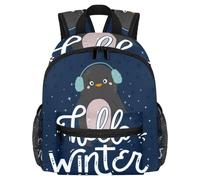 Lightweight Kids Backpack Kindergarten School Bag Child Rucksack Daypack for 3-8 Years Old Hello Winter Lettering Penguin