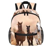 Lightweight Kids Backpack Kindergarten School Bag Child Rucksack Daypack for 3-8 Years Old Horses Running on the Sand Storm